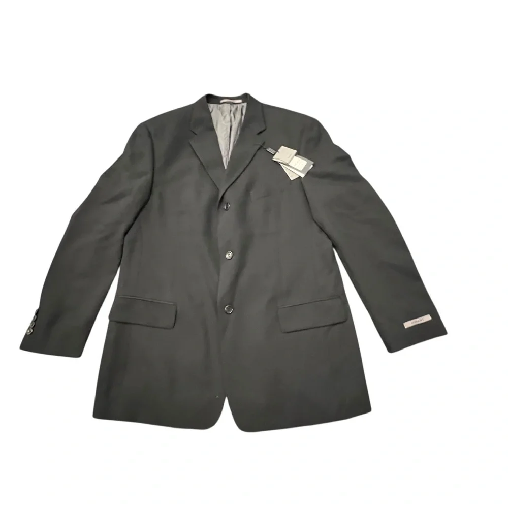 Men’s Cosani Black 100% Blazer Suit Jacket‎ 120’s Wool Comfort Stretch NEW 44R